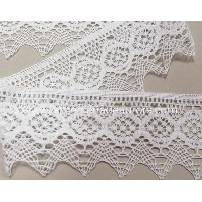 Encaje perlé blanco (ancho 9,5cm) Sofía