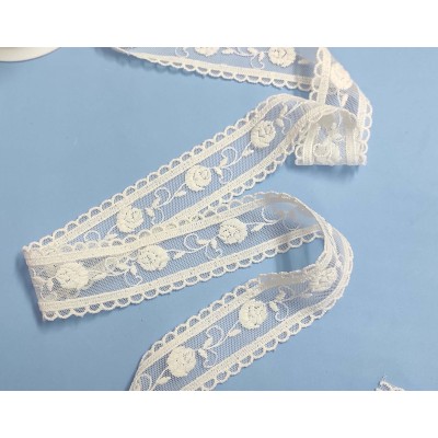 Entredós encaje de tul bordado marfil (ancho 4,5cm) Aurora 2