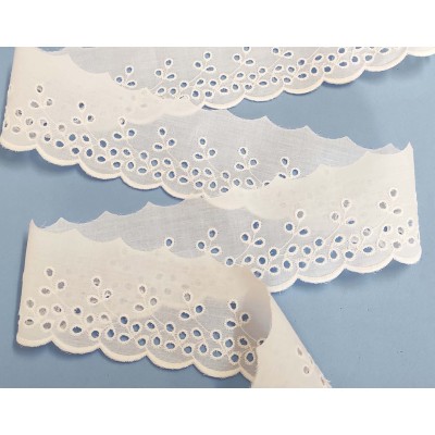 Puntilla de batista bordada blanca (7cm) Raquel