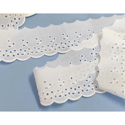 Puntilla de batista bordada blanca (7cm) Raquel 2