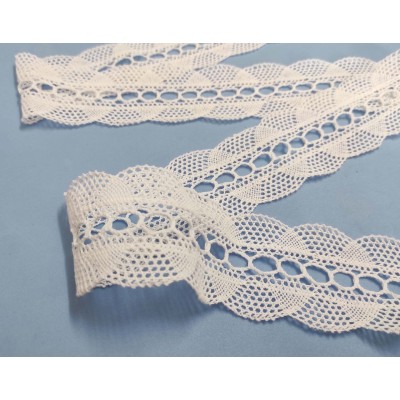 Entredós perlé con pasacintas blanco (ancho 5cm) Ondas