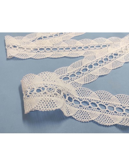 Entredós perlé con pasacintas blanco (ancho 5cm) Ondas