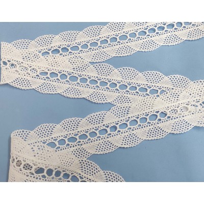 Entredós perlé con pasacintas blanco (ancho 5cm) Ondas 2