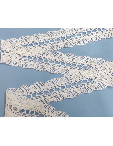 Entredós perlé con pasacintas blanco (ancho 5cm) Ondas