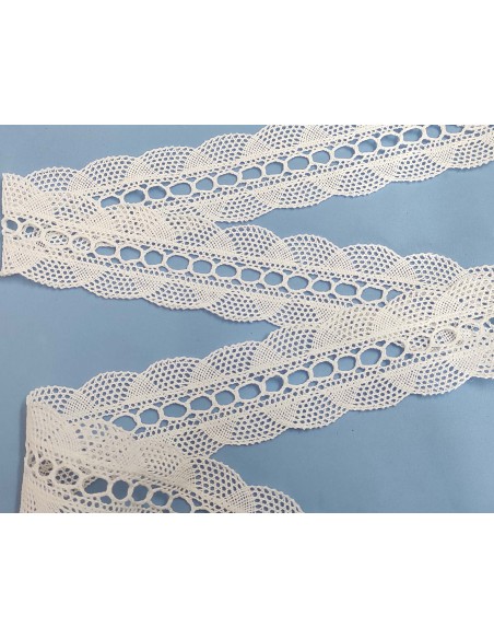 Entredós perlé con pasacintas blanco (ancho 5cm) Ondas