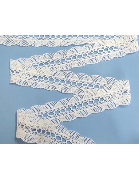 Entredós perlé con pasacintas blanco (ancho 5cm) Ondas