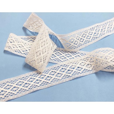 Entredós encaje perlé blanco (ancho 4cm) Ava 2