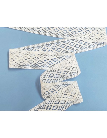 Entredós encaje perlé blanco (ancho 4cm) Ava