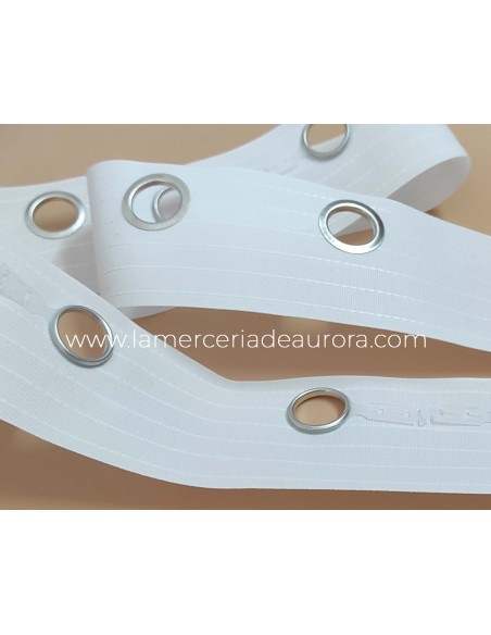 Cinta cortina con ojal 32mm (hueco barra 23mm) - varios colores
