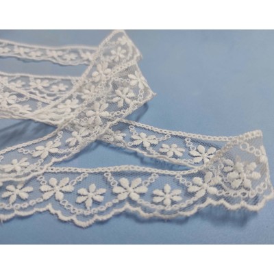 Encaje de tul bordado marfil (ancho 2,5cm) Nora 2