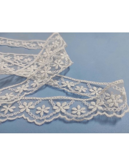 Encaje de tul bordado marfil (ancho 2,5cm) Nora