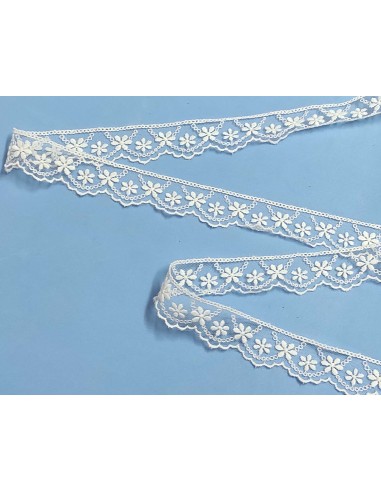 Encaje de tul bordado marfil (ancho 2,5cm) Nora