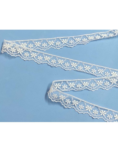 Encaje de tul bordado marfil (ancho 2,5cm) Nora