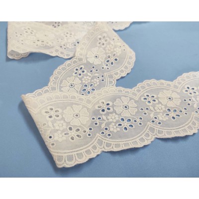 Entredós batista bordada crudo (ancho 7,8cm) Flores y... 2