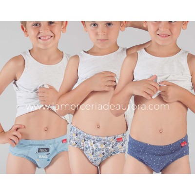 Slip algodón niño Space travel (pack 3 ud) de Kehat