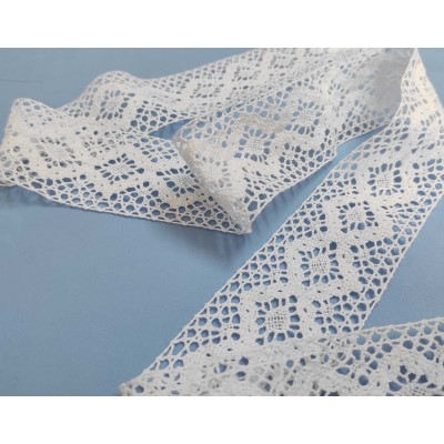 Entredós encaje perlé blanco (ancho 5,5cms) Barroco