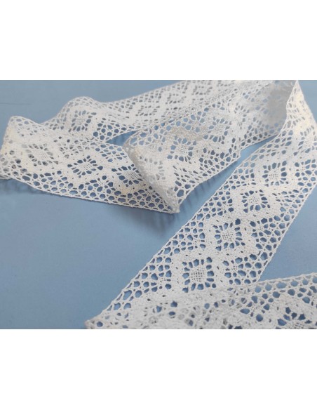Entredós encaje perlé blanco (ancho 5,5cms) Barroco