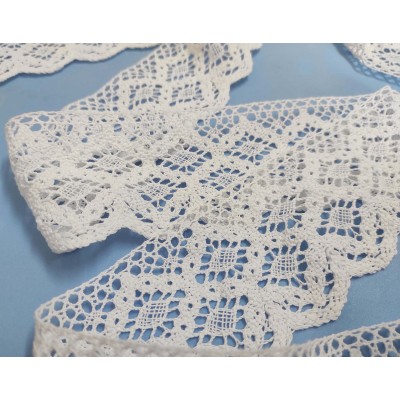 Encaje perlé blanco (ancho 8cm) Barroco