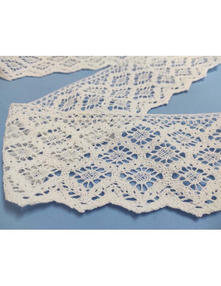 Encaje perlé blanco (ancho 11cm) Barroco