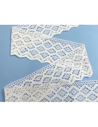Encaje perlé blanco (ancho 11cm) Barroco
