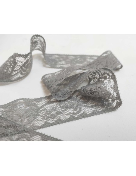 Entredós de encaje nylon gris (ancho 3 cm) modelo Dora