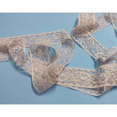 Entredós de encaje nylon rosa empolvado (ancho 3 cm)...