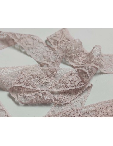 Entredós de encaje nylon rosa empolvado (ancho...