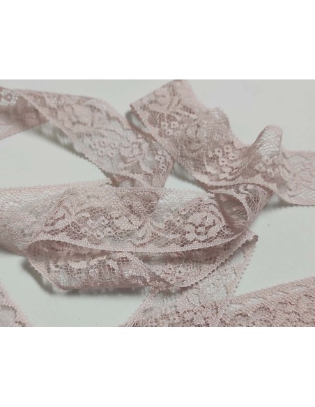 Entredós de encaje nylon rosa empolvado (ancho 3 cm) modelo Dora