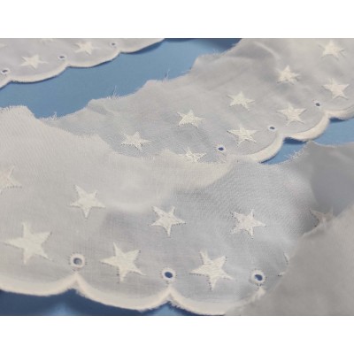 Puntilla batista bordada blanca (5,5cm) Estrellas 2