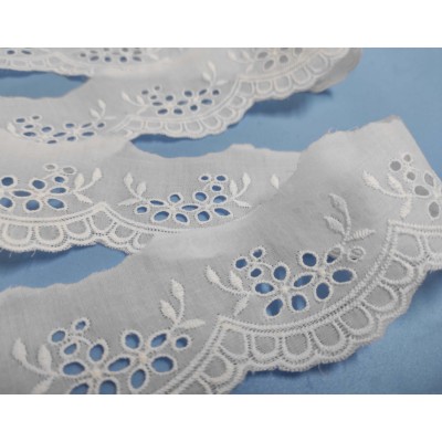 Puntilla batista bordada blanca (5cm) Ramos