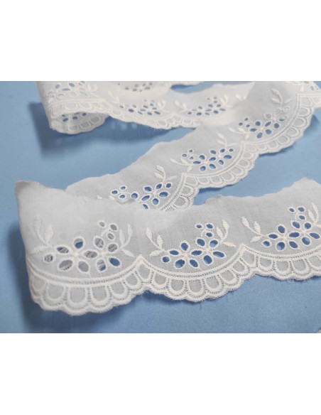 Puntilla batista bordada blanca (5cm) Ramos