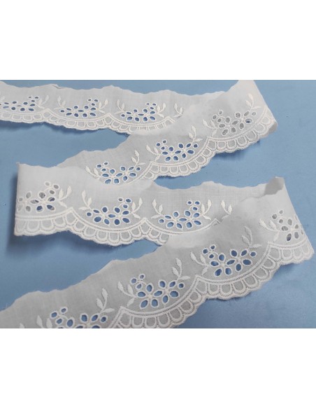Puntilla batista bordada blanca (5cm) Ramos