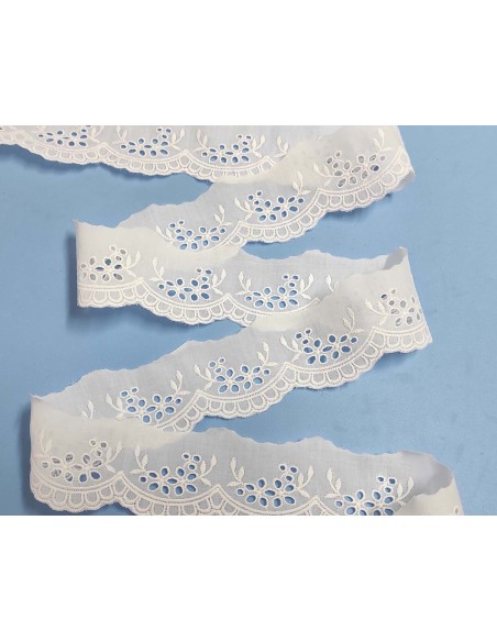 Puntilla batista bordada blanca (5cm) Ramos