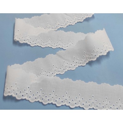 Puntilla batista bordada blanca (5cm) Racimos