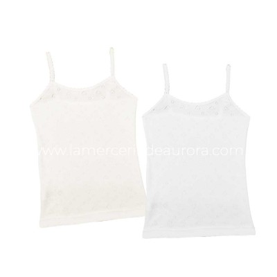 Camiseta interior niña tirante calada Corazones K4418 de...