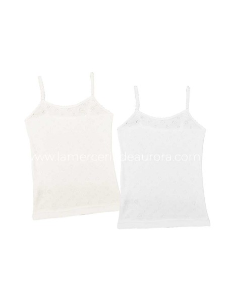 Camiseta interior niña tirante calada Corazones K4418 de Calamaro - 2 colores