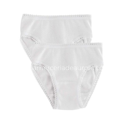Braga niña algodón lisa puntilla (2 ud) K4049 de...
