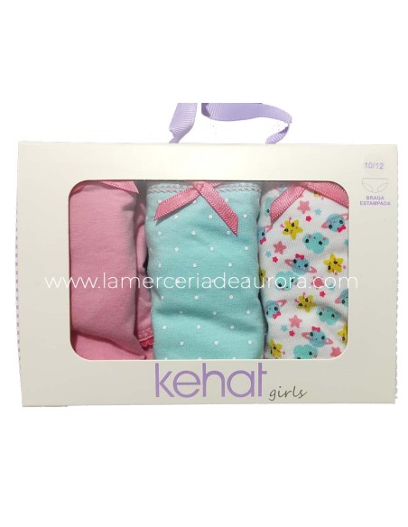 Bragas algodón niña Planetas, estrellas y nubes (pack 3 uds) de Kehat