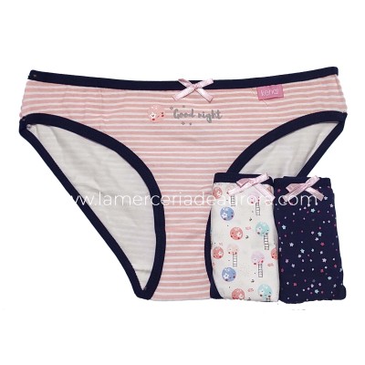 Braguitas algodón niña Good night (3 uds) de Kehat 2