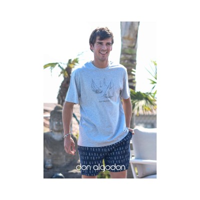 Pijama corto para hombre Veleros de Don Algodón