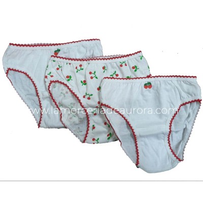 Braga niña algodón Cerezas (pack 3 uds) - varios diseños