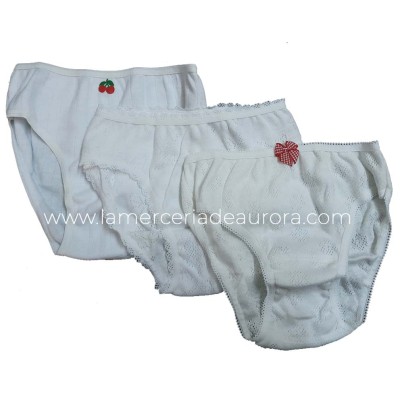Braga niña algodón Cerezas (pack 3 uds) - varios diseños 2