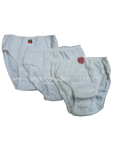 Braga niña algodón Cerezas (pack 3 uds) -...
