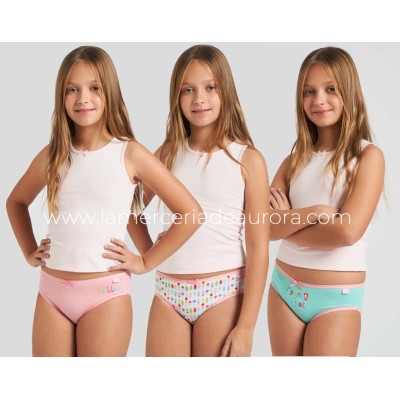 Braguitas algodón niña Summer time (pack 3 uds) de Kehat