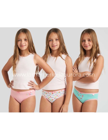 Braguitas algodón niña Summer time (pack 3 uds) de Kehat