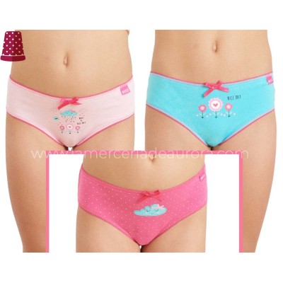 Braguitas algodón niña Nice day (pack 3 uds) de Kehat