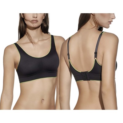 Sujetador deportivo Gina copa C sin aros ni relleno de Selene - NEGRO Y FLÚOR