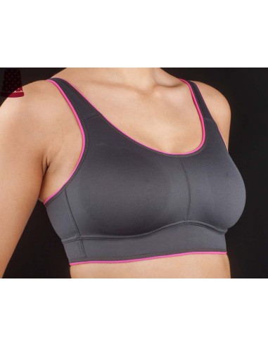 Sujetador deportivo Gina copa C sin aros ni relleno de Selene - GRIS Y FUCSIA
