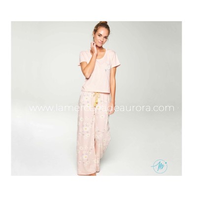 Pijama largo mujer entretiempo "Love myself for ever" de...