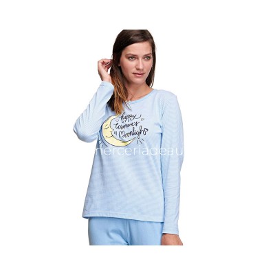 Pijama largo mujer entretiempo Happy women´s moonligh de...